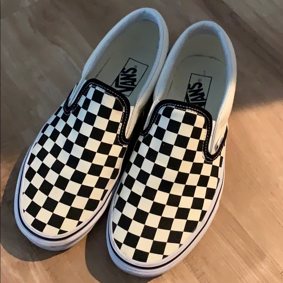 off white checkerboard slip on vans